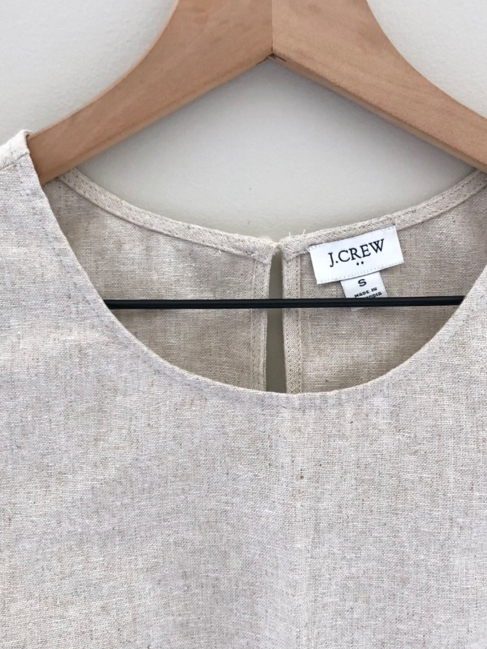 J.Crew Factory Straw-trim Linen-blend Shell - Picture 2 of 4